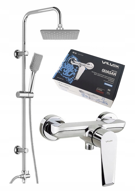 Chrómová sprchová batéria Valvex QUASAR + sprchový set Kuchinox Limo na omietku